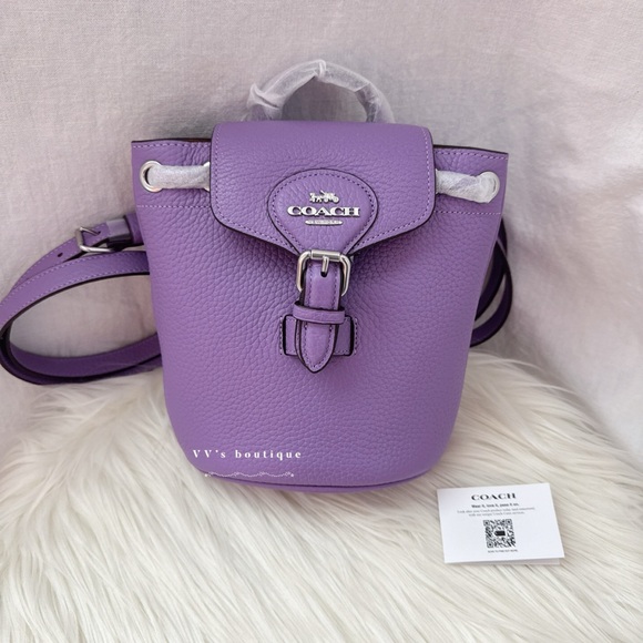 NWT Coach Amelia Convertible Backpack Crossbody Pebble Leather Iris Purple CL408 - Picture 1 of 12